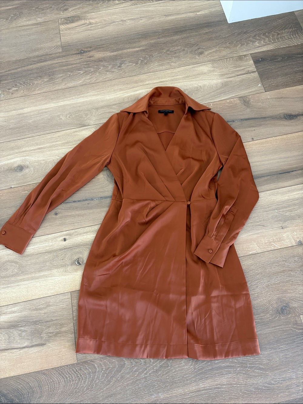 Banana Republic Rust Orange Long Sleeve Mini Wrap Dress